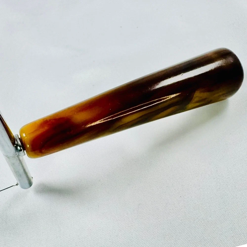 Vintage Tortoiseshell Brown Bakelite Handle Cheese Butter Slicer MCM Charcuterie
